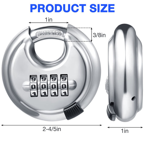 Maitys 4-digit disc padlock front dial shows easy code setup.