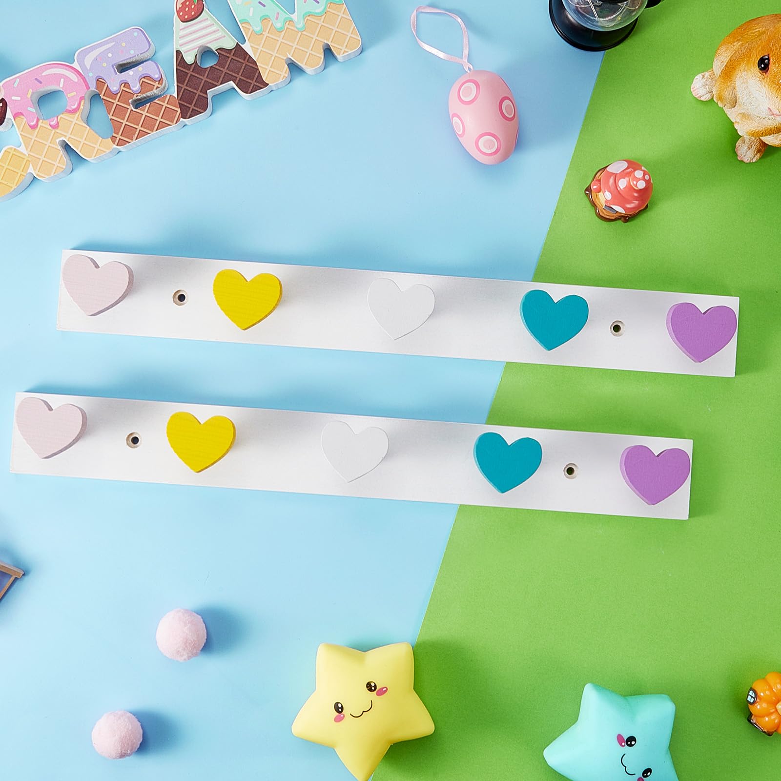 Maitys kids bathroom decor hook rack adds playful storage near the door.