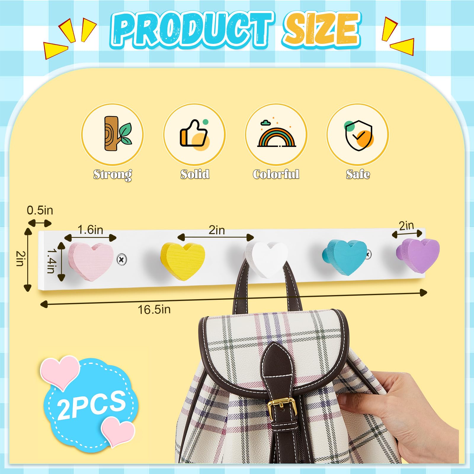 Maitys rainbow hooks for kids room provide cheerful organization for clothing and hats.