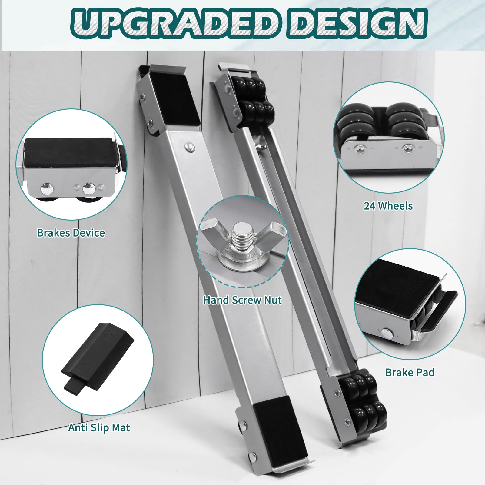 Majhulla appliance rollers pry bar extended for lifting and positioning large items
