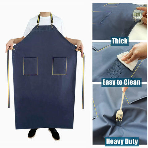 MAKAXI waterproof apron protects clothing in lab and kitchen tasks