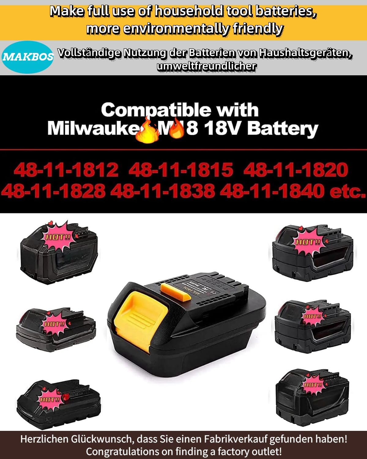 MAKBOS MIL18DL adapter featuring safe protection for reliable tool use.