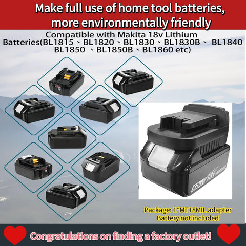 MAKBOS MT18MIL battery insert demonstrates easy alignment with 18V packs.