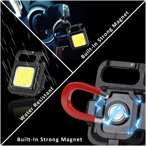 MAKDAK COB rechargeable keychain light provides 360-degree lighting for full-area visibility.