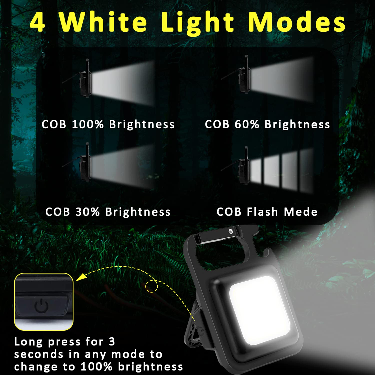 MAKDAK COB rechargeable keychain light with bottle opener for on-the-go use.