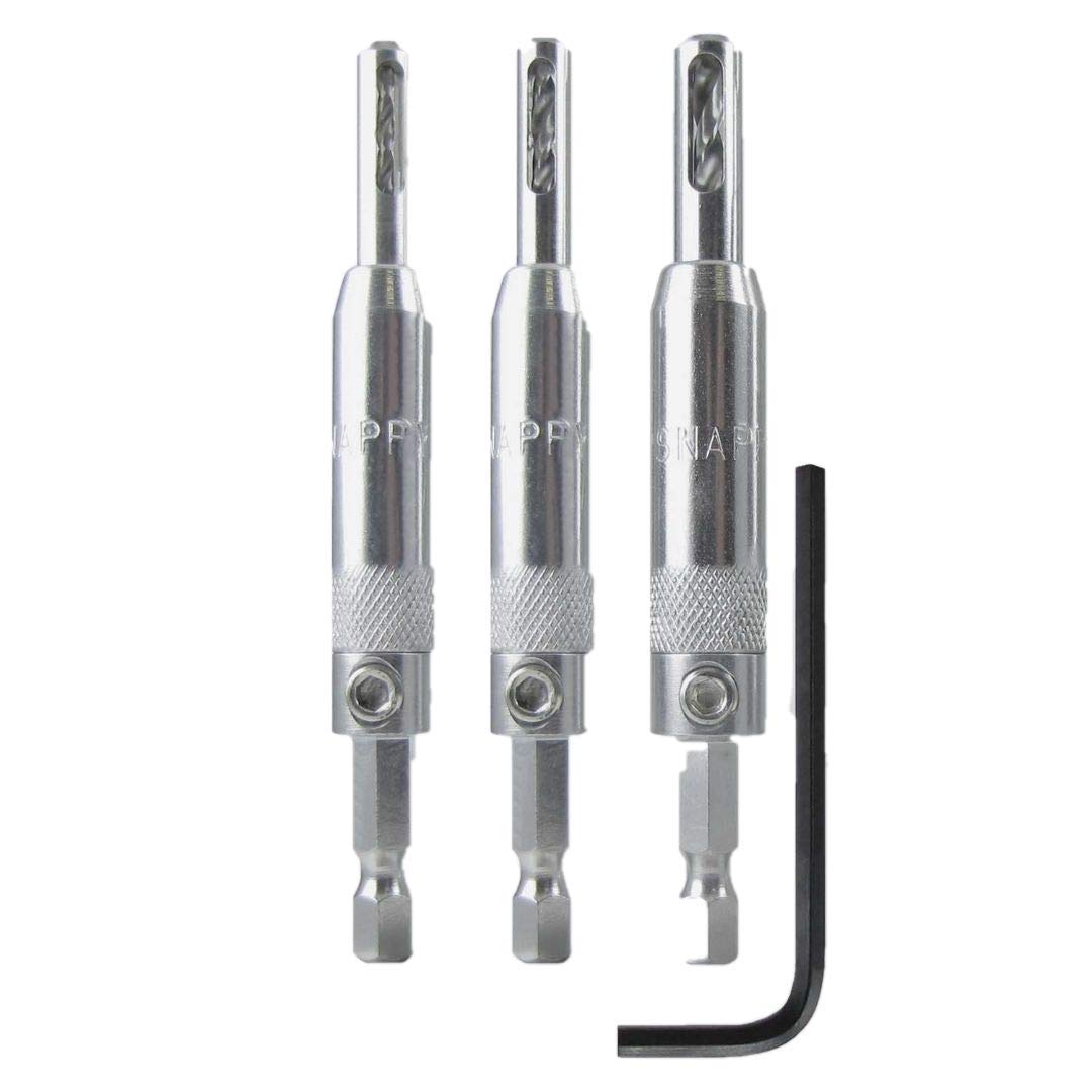 Make it Snappy 5-64 self-centering hinge bit for precise hinge holes alignment.