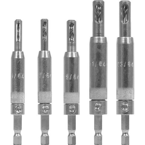 Make it Snappy 5pc self-centering hinge bits for precise hinge holes.