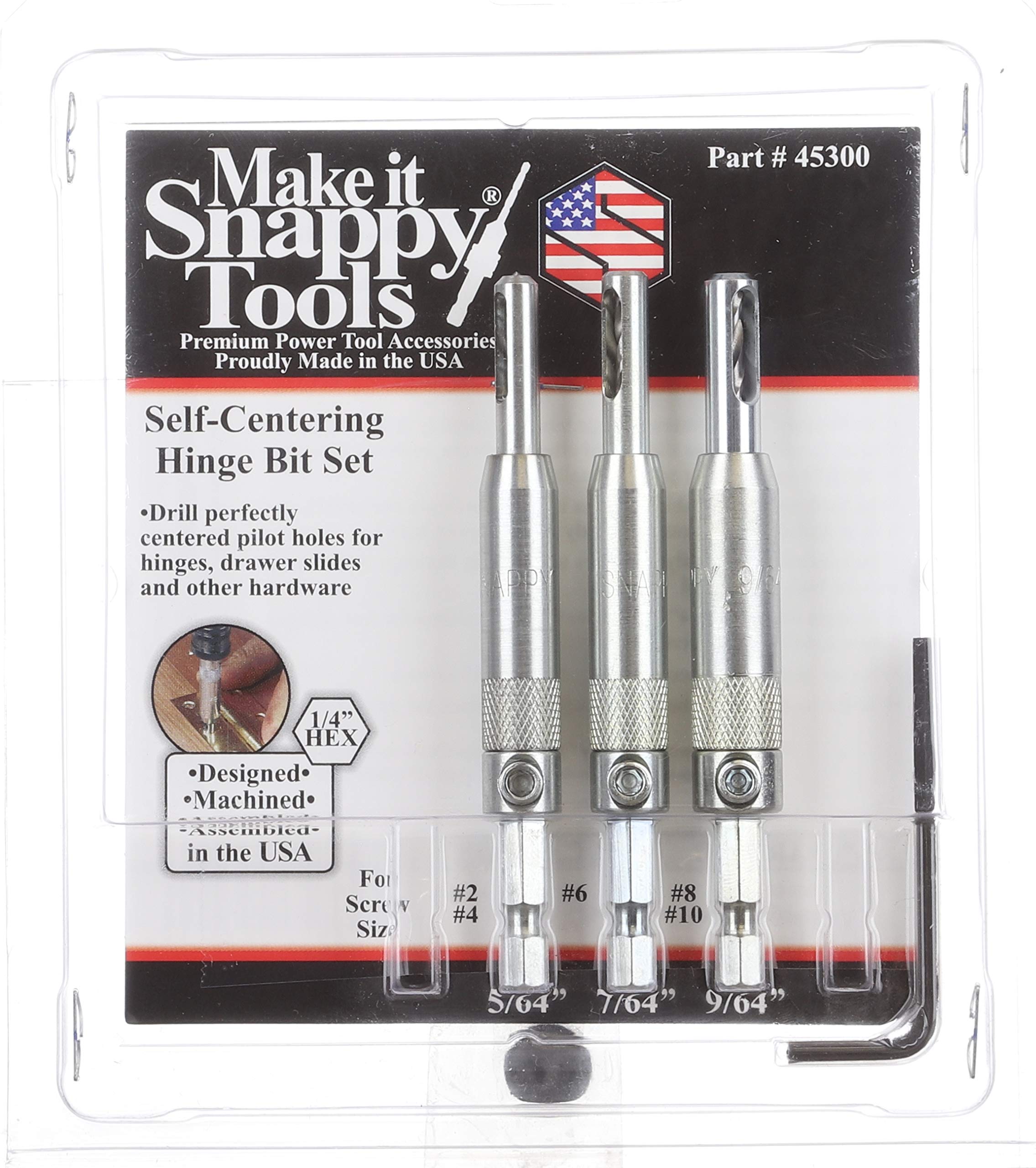 Make it Snappy 7-64 self-centering hinge bit for quick cabinet hinges.