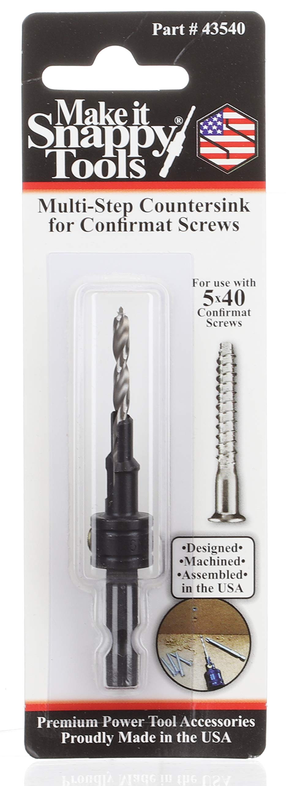 Make It Snappy countersink and counterbore bit for precise 82-degree sinks.