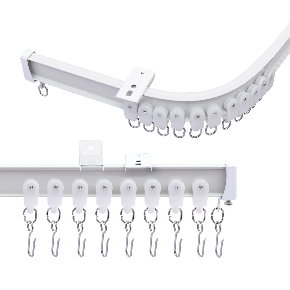 MaKefeile ceiling curtain track bendable arc with smooth glide for flexible room partitions.