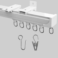 MaKefeile ceiling curtain track package with hardware for quick setup.
