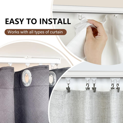 MaKefeile wall-mounted curtain track shown for versatile space integration.