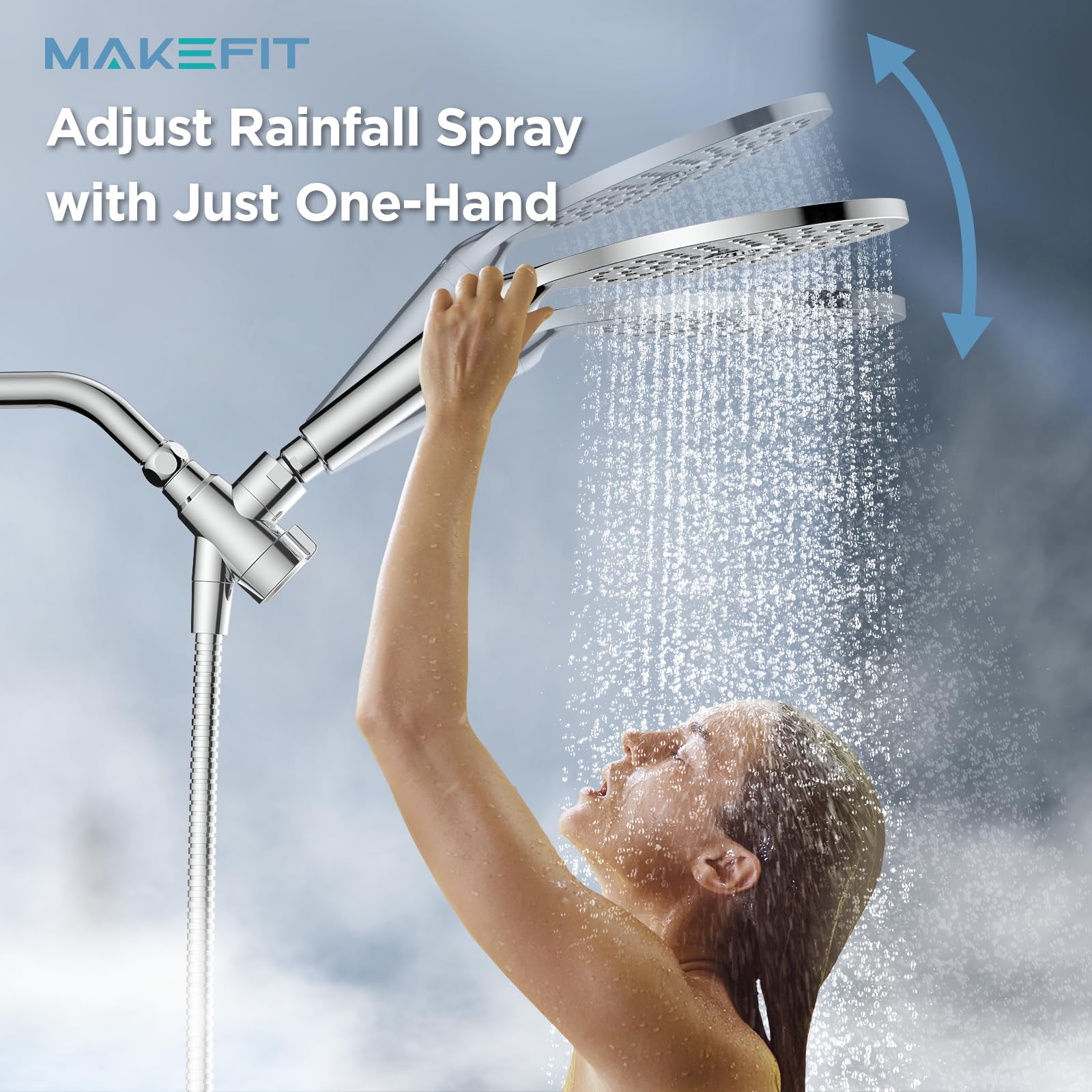 MakeFit 8-inch rain shower head delivers wide coverage for a spa-like shower.