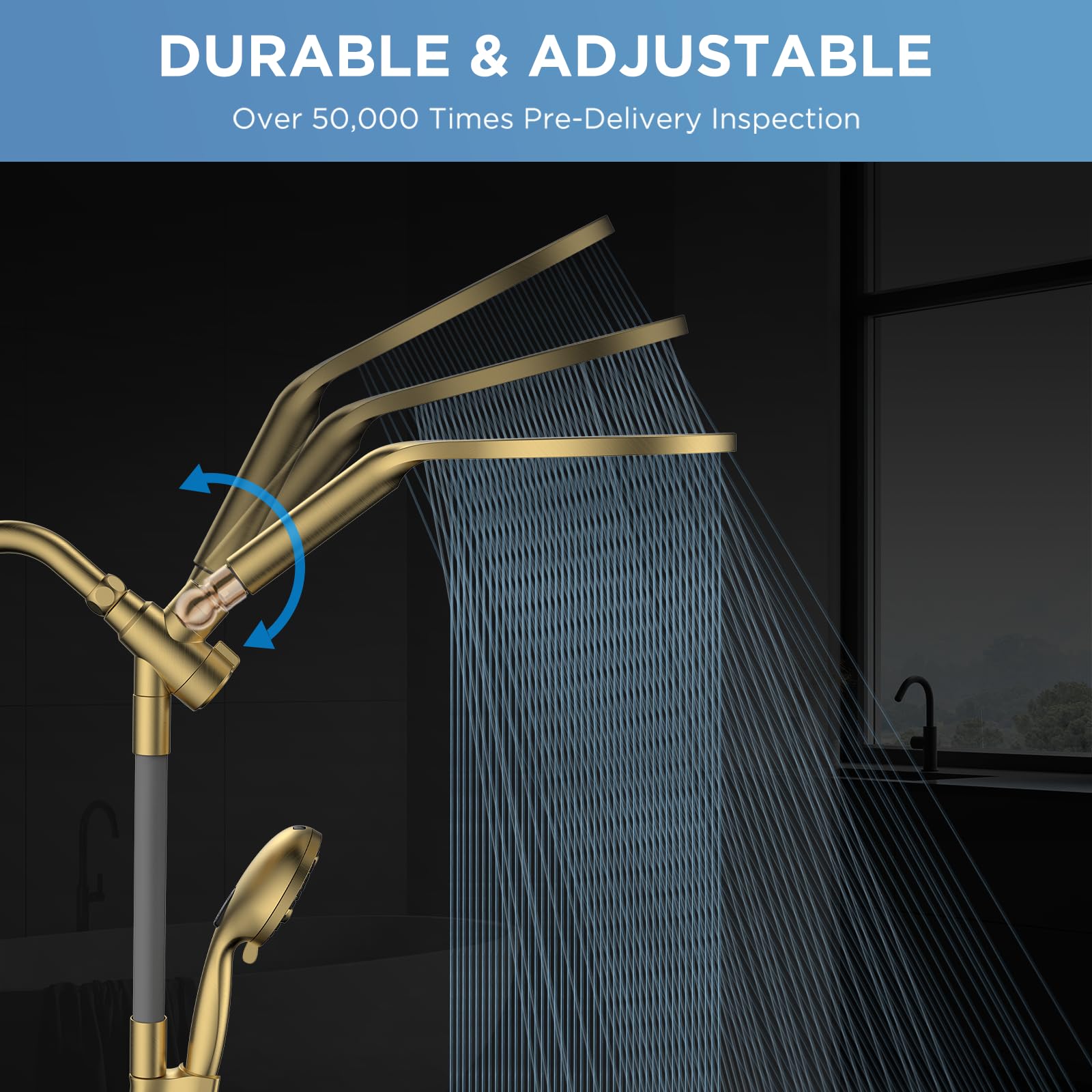 MakeFit 8-inch rainfall head angle adjustable for versatile coverage