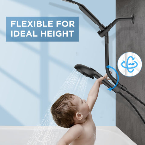 MakeFit adjustable shower bar lets you set angle and height easily.