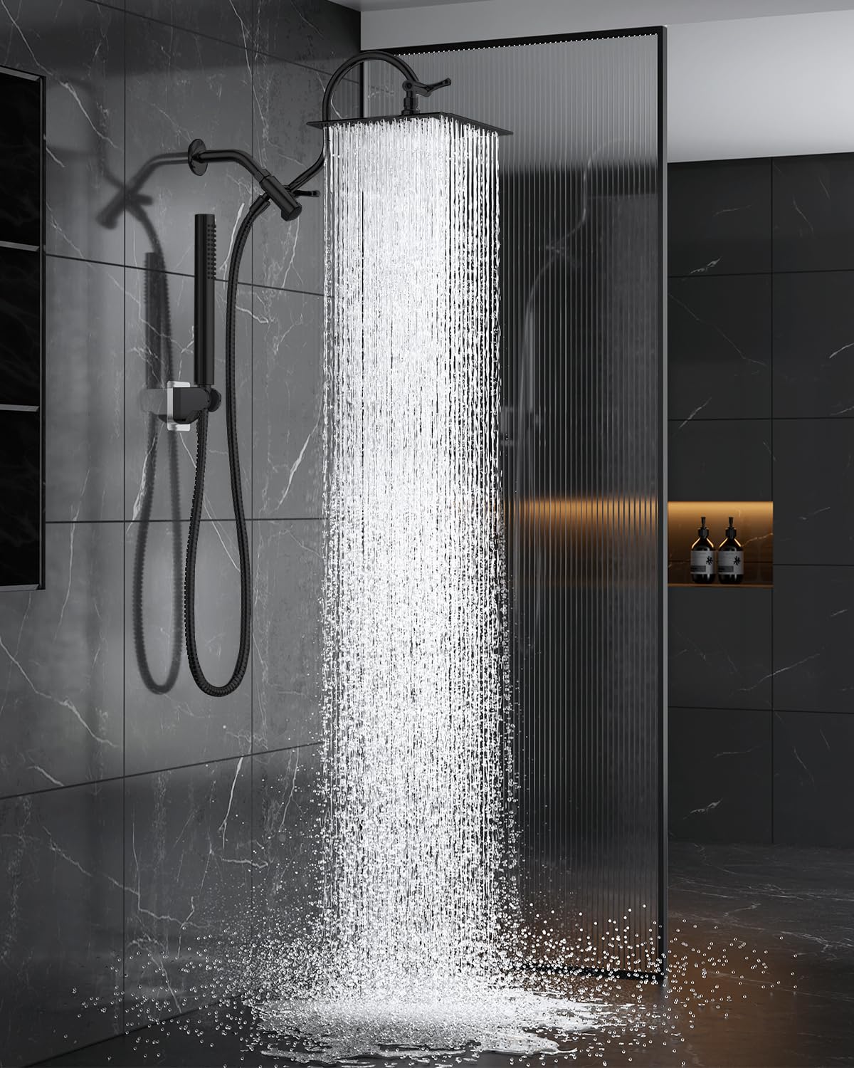 MakeFit all-metal dual shower head with rain focus for durable performance