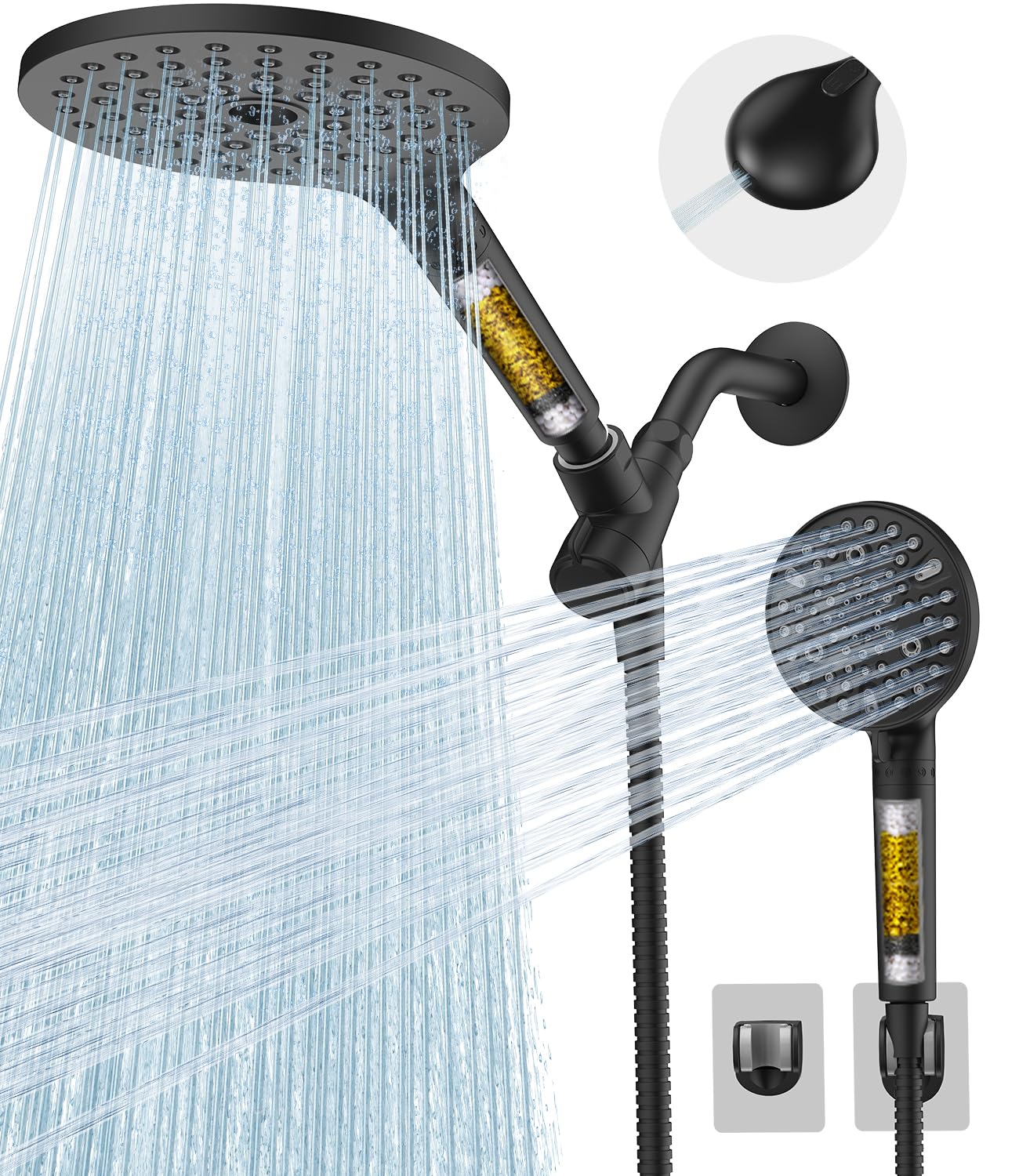 MakeFit dual filtered shower head rain view reduces chlorine for softer skin