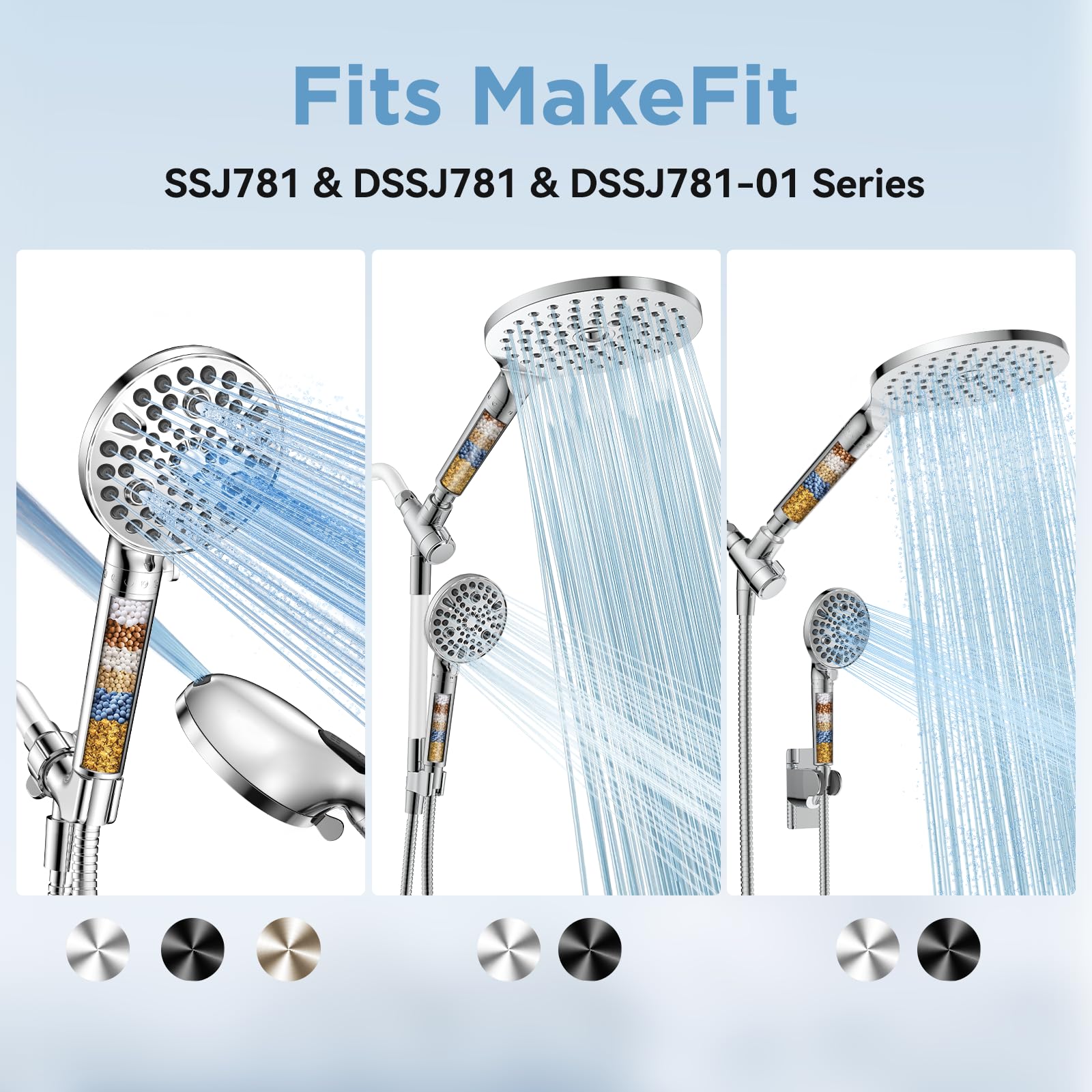 Interior view of the filtered handheld shower head showing filtration media.