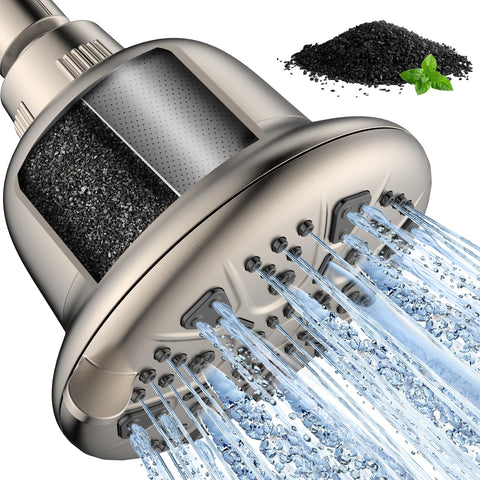 MakeFit filtered shower head with activated carbon filter improving water feel and softness