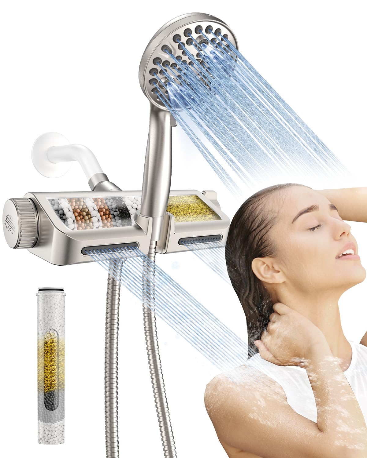 MakeFit filtered shower head dual 2-in-1 for flexible fixed and handheld showers