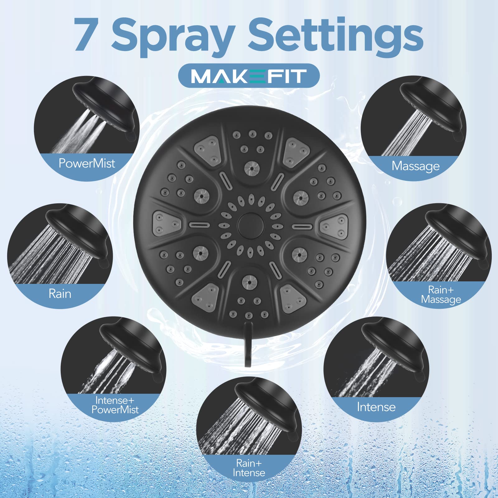 MakeFit anti-clog nozzles help maintain steady water flow and reduce lime buildup