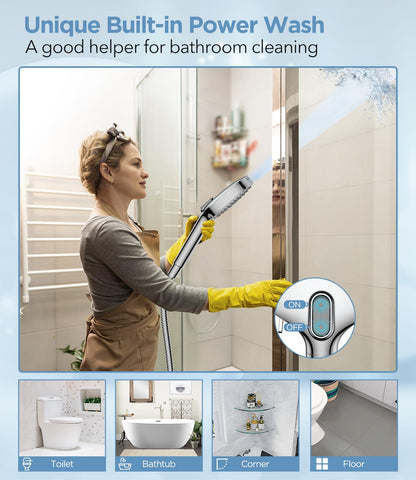 MakeFit Power Wash mode for fast cleaning of tubs, tiles, and pets.