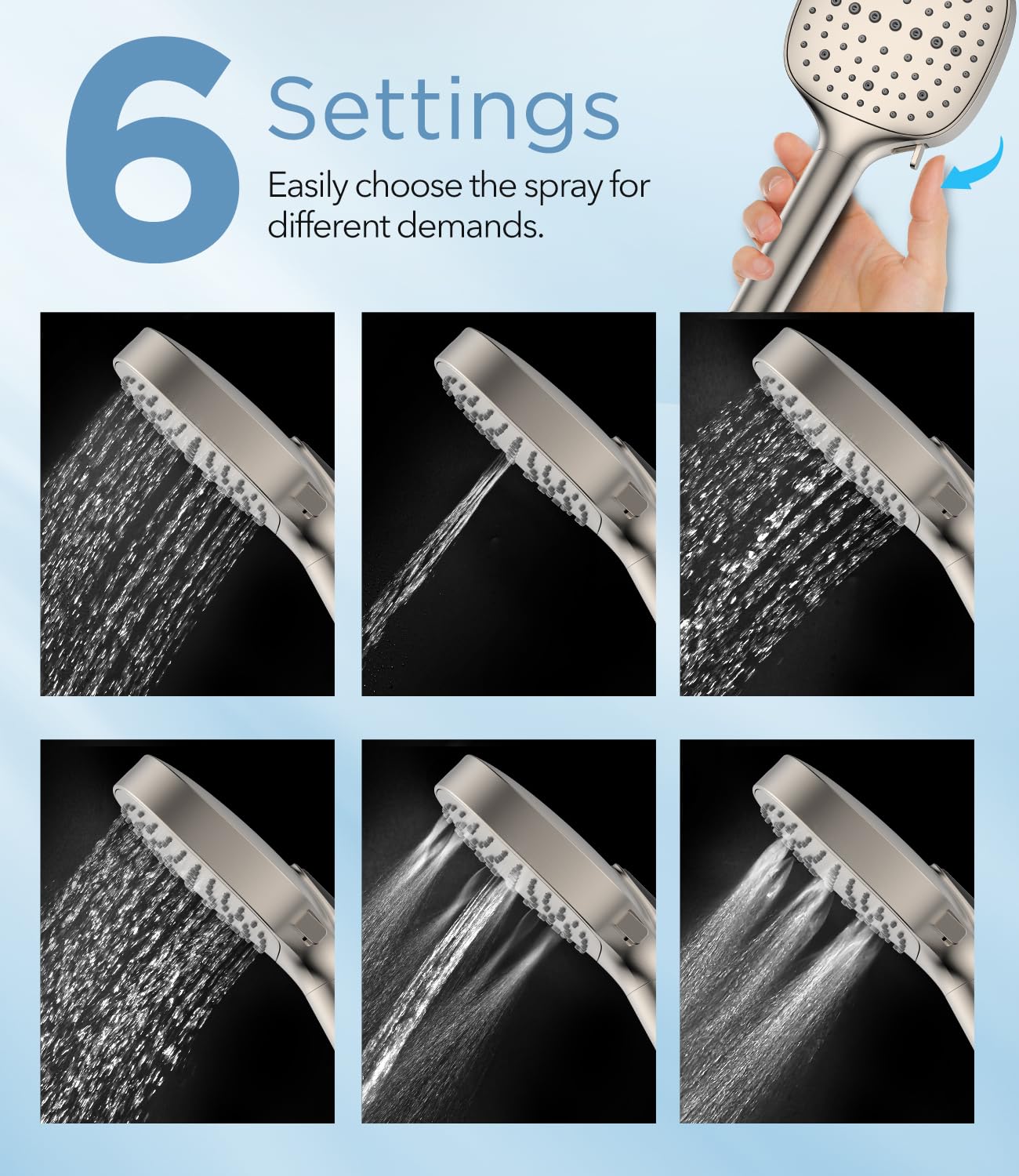 MakeFit six spray settings plus Power Wash enables versatile cleaning tasks