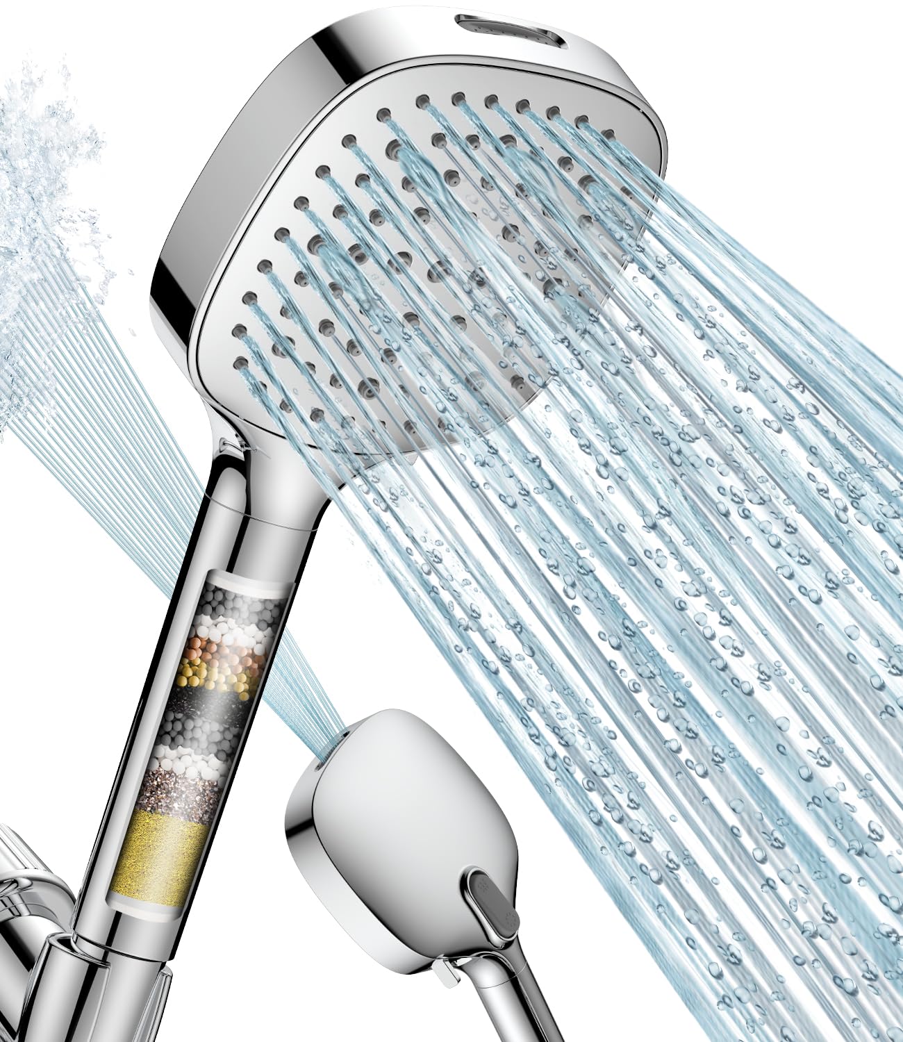 MakeFit filtered shower head handheld product shot for a spa-like rinse.