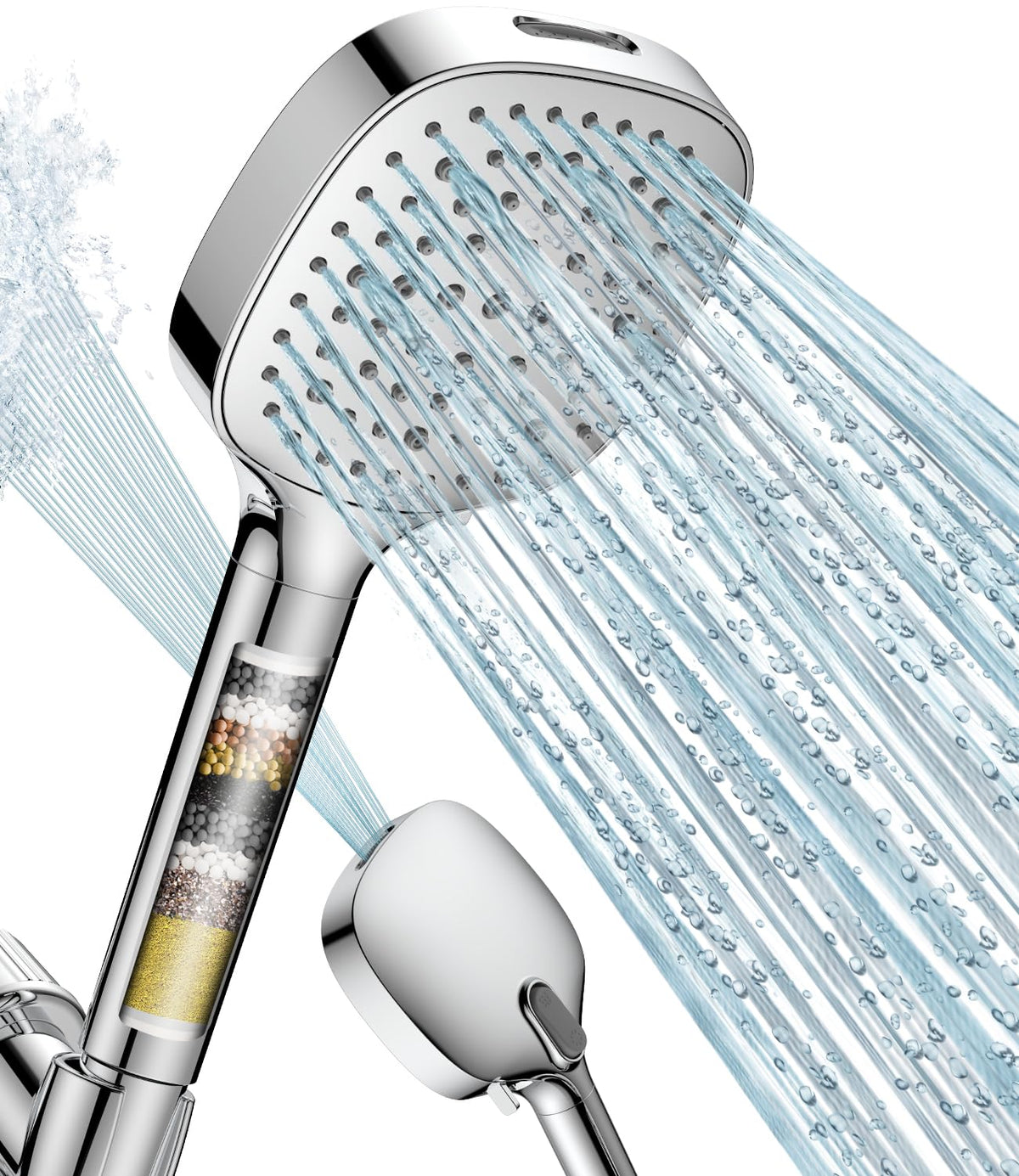 MakeFit filtered shower head handheld product shot for a spa-like rinse.