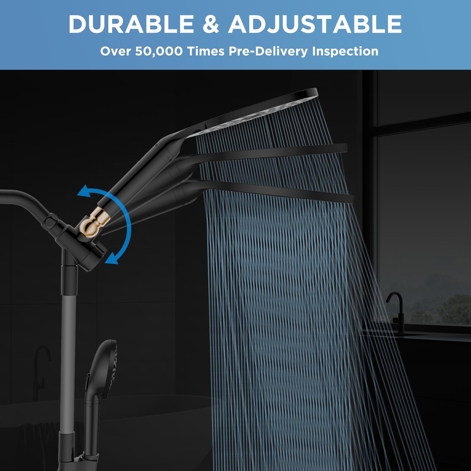 MakeFit handheld shower head provides high-pressure spray for versatile cleaning.