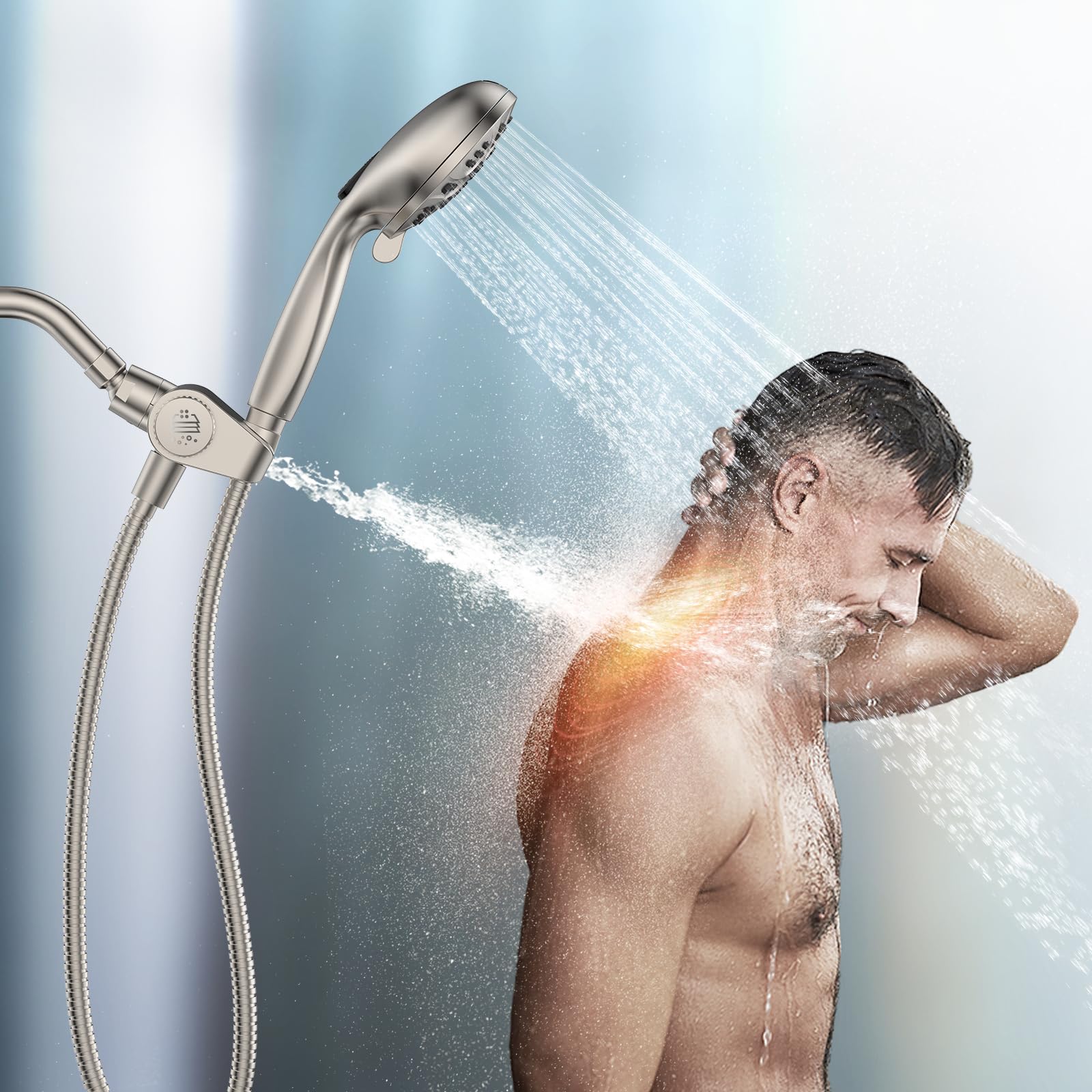 MakeFit handheld shower with rain and massage settings for personalized cleansing