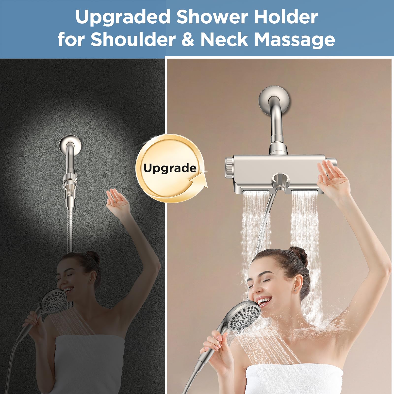 MakeFit massage shower head targets neck and back for soothing relief