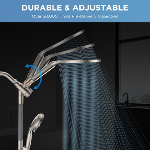 MakeFit 8-inch rainfall head delivers wide, immersive coverage.