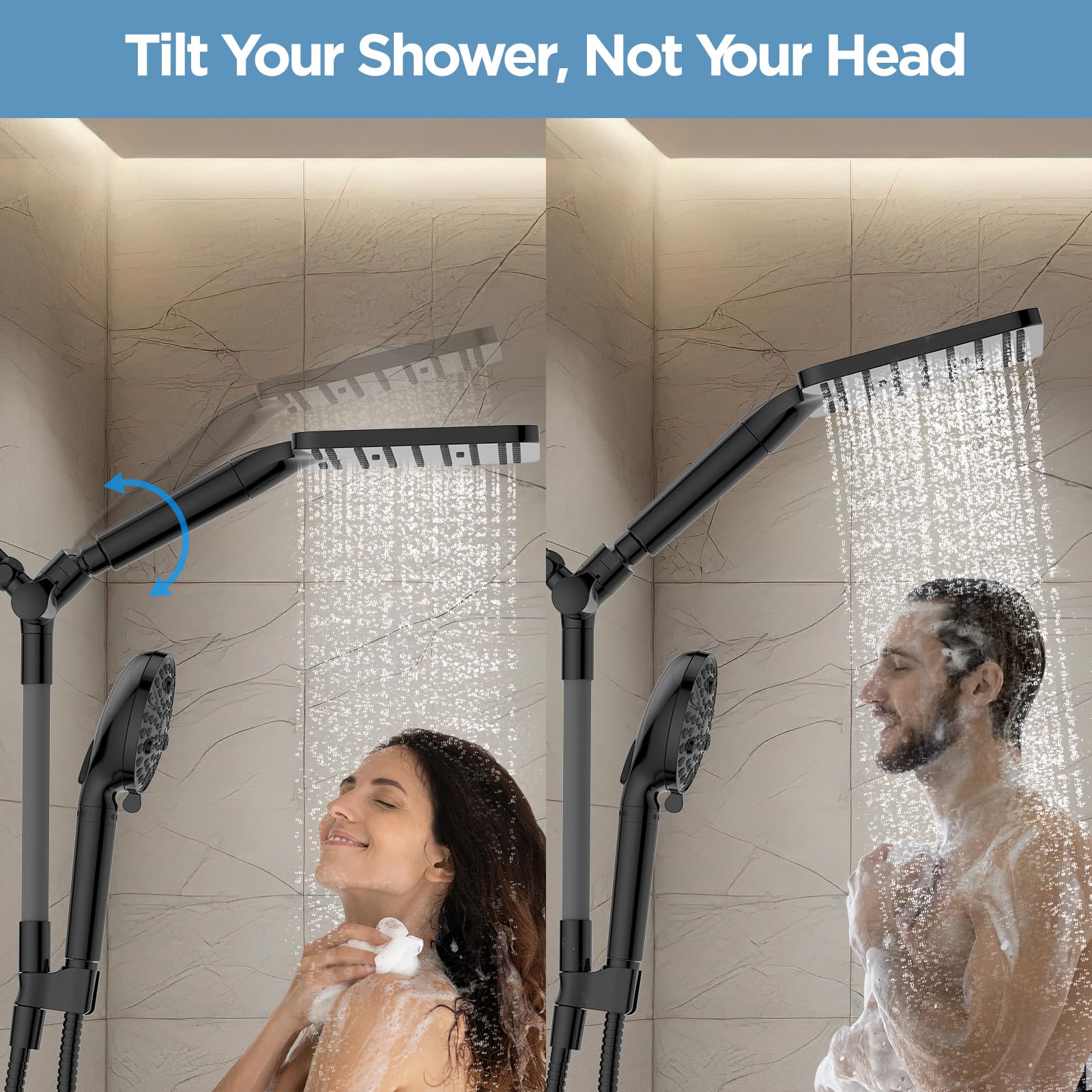 MakeFit high-pressure rainfall shower head delivers full-body coverage