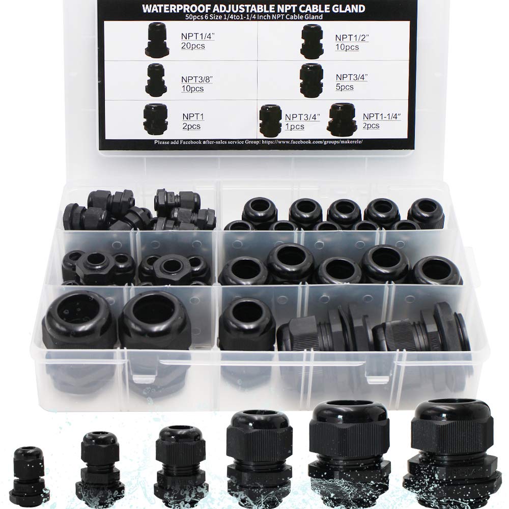 MAKERELE cord grip gland 1/4 inch NPT seals outdoor electrical enclosures.