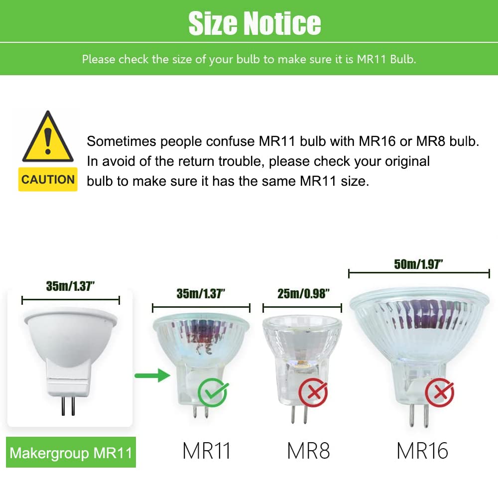 Makergroup MR11 GU4.0 bulb in fixture for easy plug-and-play replacement