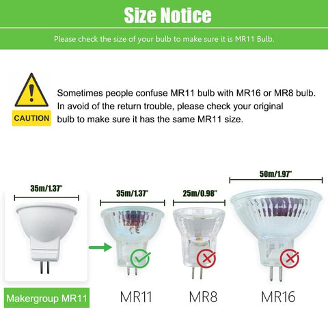 Makergroup MR11 GU4.0 bulb in fixture for easy plug-and-play replacement