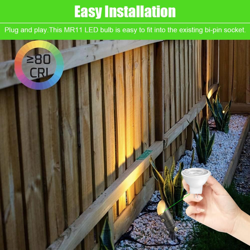Outdoor landscape lighting using Makergroup MR11 low-voltage bulb