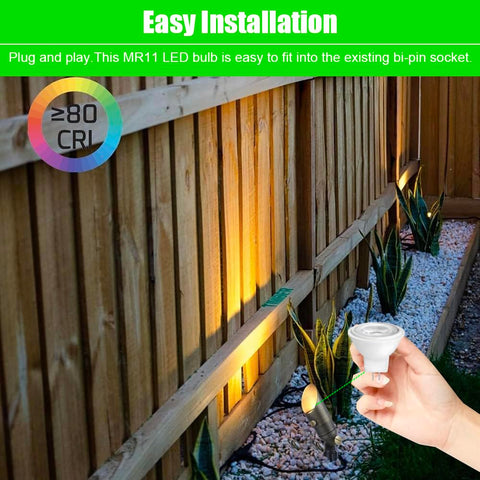 Outdoor landscape lighting using Makergroup MR11 low-voltage bulb