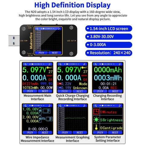 MakerHawk USB Multimeter with gold plated contacts for durability