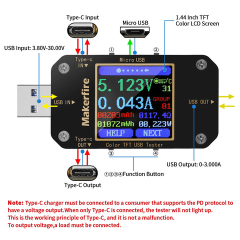MakerHawk USB Multimeter ports support versatile connections for multiple devices during testing.