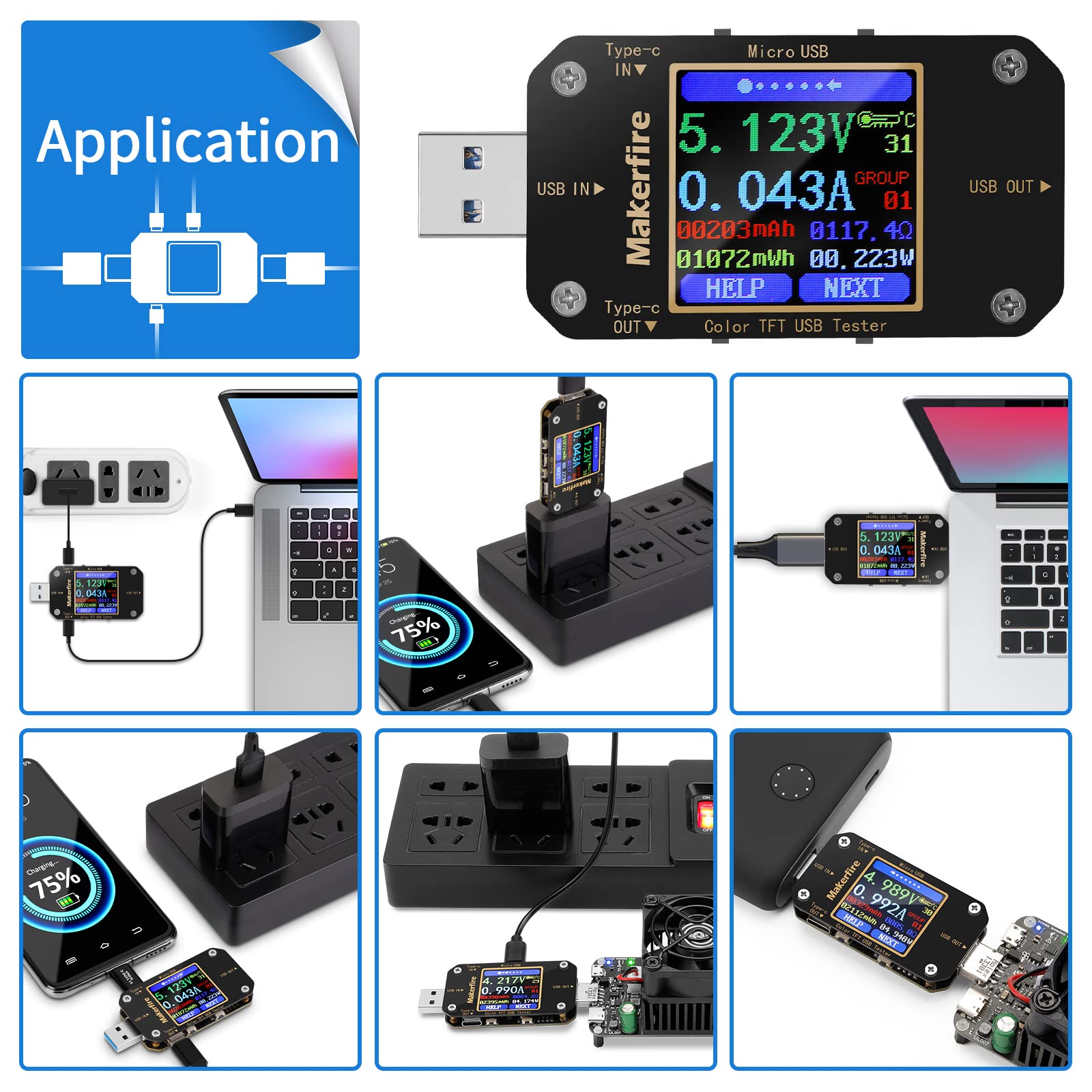 MakerHawk USB Multimeter rotation display lets readings be read from any angle.