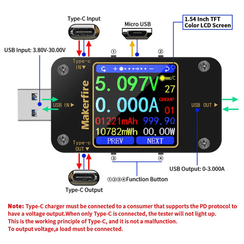 MakerHawk USB Multimeter rotation screen for easy readings from any angle