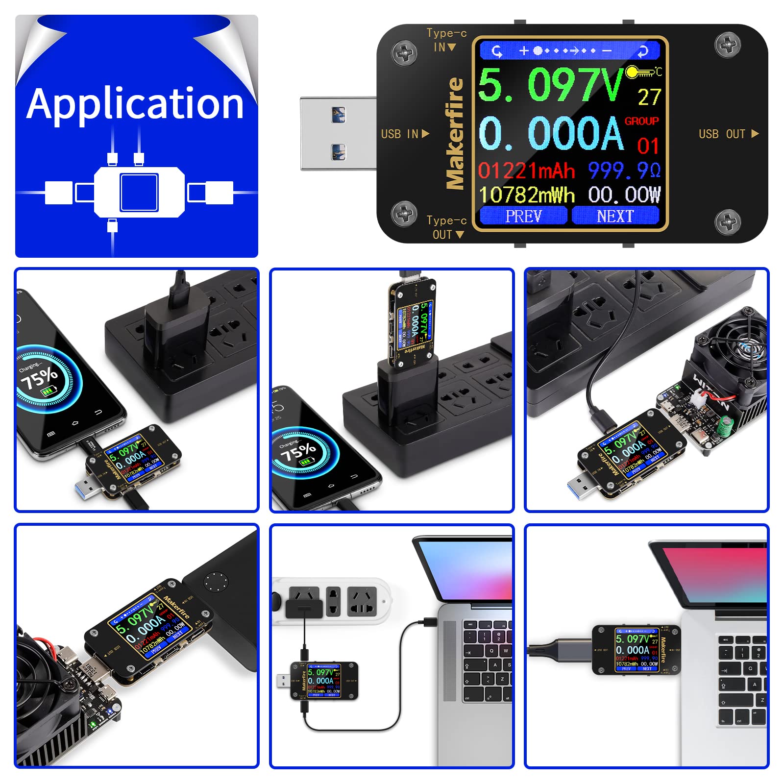 MakerHawk USB Multimeter voltage and current alarms warn of out of range values