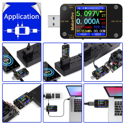 MakerHawk USB Multimeter voltage and current alarms warn of out of range values