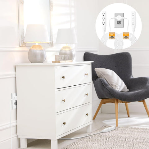 Makevivi Twin Extension-Cord Power Strip suited for bedroom desks and office setups.