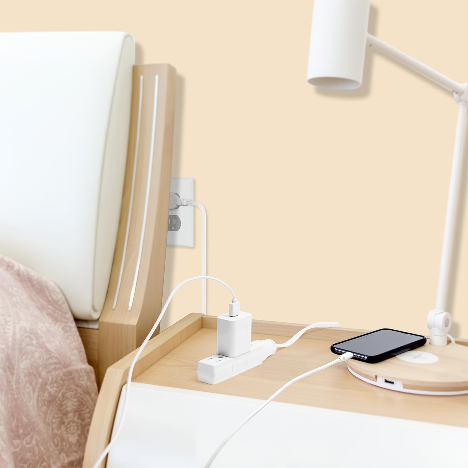 Makevivi Twin Extension-Cord Power Strip offers six grounded outlets for multiple devices.