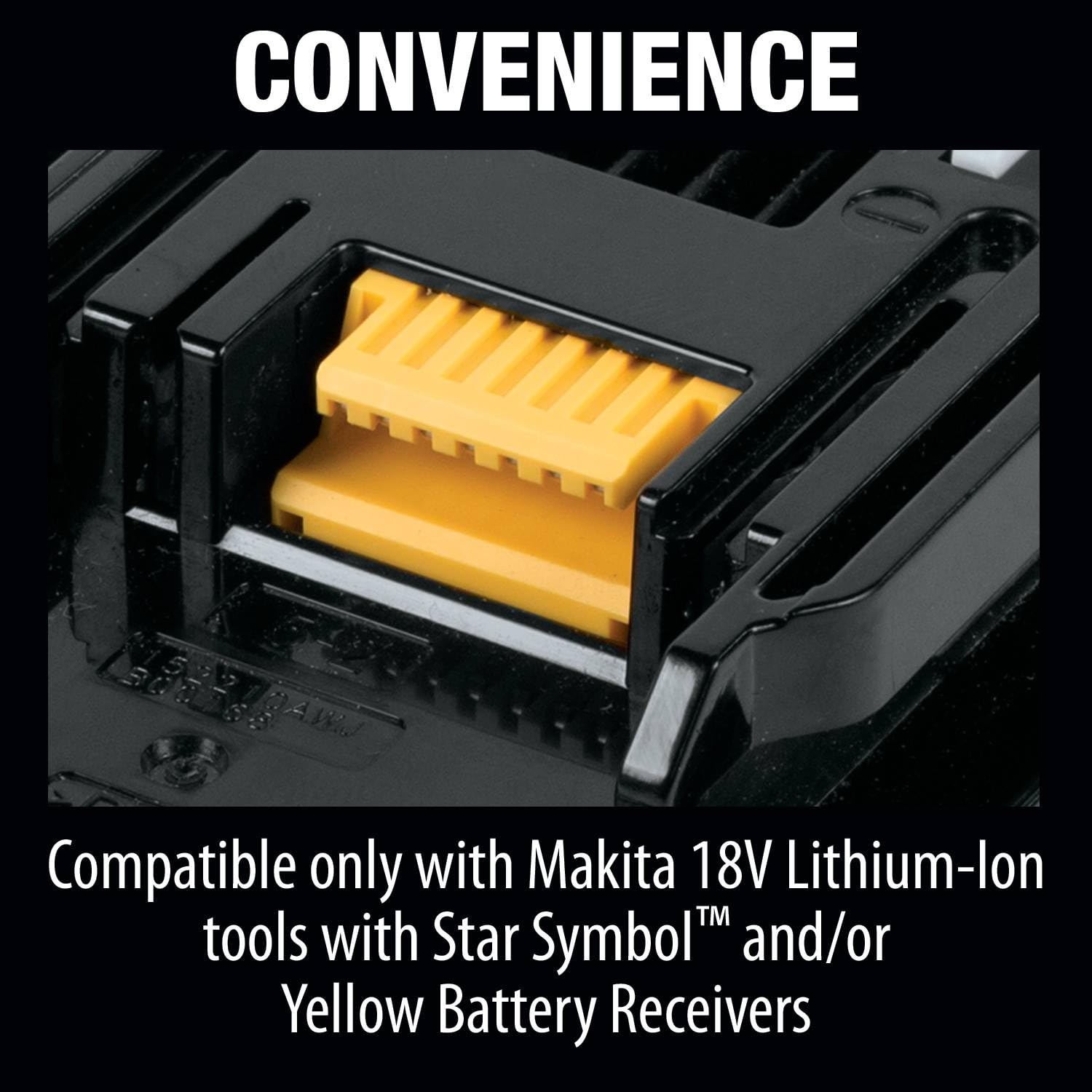 Makita 18V LXT battery in use with compatible tool for extended runtime