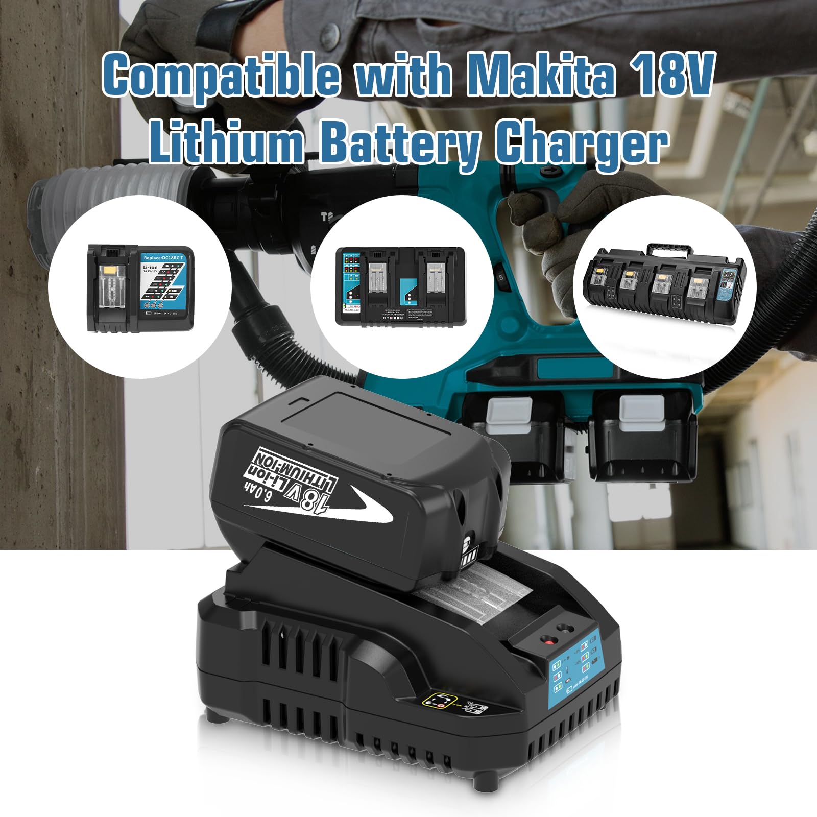 Makita 18V LXT compatibility with Fhybat replacement batteries across models.