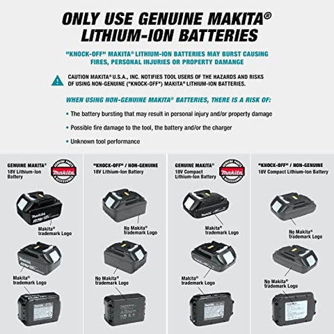 Makita 18V LXT compatibility enables flexible cordless setups.